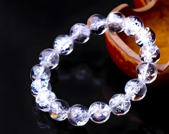 Bracciale In Pietra Naturale Cristallo Rosa - Perline Da 6mm - Gioiello Elastico Donna