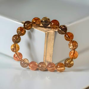 Natural Rutilated Quartz Black Threads Bracelet|Brown Rutilated Quartz Gemstone Bracelet|Handmade Beaded Bracelet|Quartz Jewelry|Womens Gift
