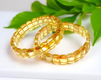 Natural!!! Citrine Beads Bracelet|Yellow Citrine Healing Gemstone Bracelet|Rectangle Citrine Crystal Bracelet|Handmade Jewelry|Gift for Her