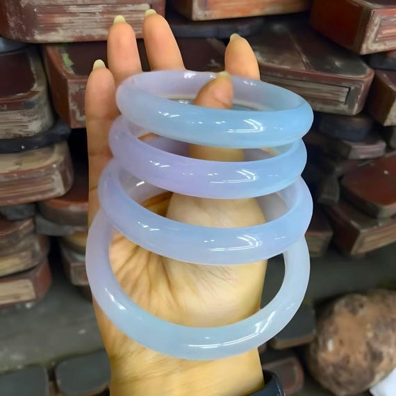 Natural!!! Violet Jade Bangle Bracelet For Women|Blue Jade Gemstone Bangle|Two Color Jade Bangle|Handmade Purple Jade Jewelry|Gift For Women