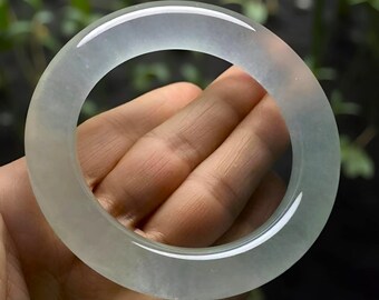 天然白翡翠バングル：滑らかな宝石ブレスレット（52 mm-65 mm） - Etsy