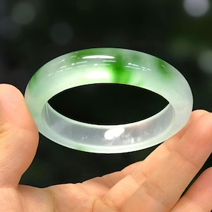 Unisex Weiß Original Jade Armreif|Grüner Jade Armreif|Weißer Natürlicher Jade Armreif|Handgefertigter Schwimmender Jade Edelstein Schmuck|Geschenk Für Sie