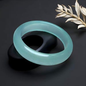 Natural Green Jade Bangle|Clear Green Jade Gemstone Bangle Bracelet|Healing Handmade Jadeite Jade Bangle|Ice Jade Jewelry|Gift For Women&Her