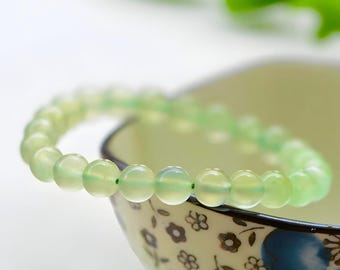 Natural Prehnite Green Bead Bracelet|Prehnite Quartz Gemstone Bracelet|Prehnite Handmade Jewelry|Quartz Prehnite Stone Bead Bracelet Present