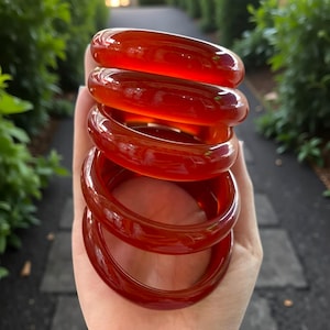 Natural Red Agate Jade Bangle For Women|Handmade Agate Jade Jewelry|Agate Jade Gemstone Bangle Bracelet|Red Ice Agate Bangle|Gift For Women
