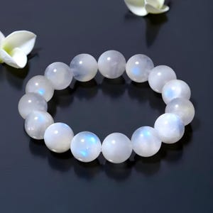Natural Moonstone Beads Bracelet|Moonstone Beaded Gemstone Bracelet|White Moonstone Healing Bracelet|Handmade Moonstone Jewelry|Gift for Her
