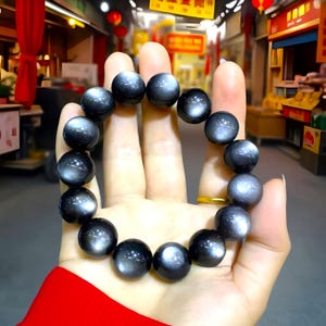 Natural Silver Obsidian Bead Bracelet|Black Obsidian Gemstone Bracelet|Obsidian Handmade Beads Jewelry|Black Crystal Bracelet|Gift For Women