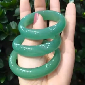Natural Green Jade Gemstone Unisex Bangle|Green Jade Stone Handmade Ice Bangle Bracelet|Real Green Jade Jewelry|Gift For Mother,