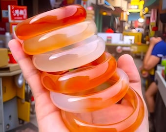 Brazalete de jade y calcedonia naranja natural/brazalete de jade y calcedonia naranja/brazalete de jadeíta hecho a mano/joyería/regalo para mujer