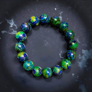 Natural Malachite Beaded Bracelet|Green Malachite Gemstone Beads Bracelet|Malachite Handmade Bead Bracelet|Green Crystal Jewelry|Womens Gift