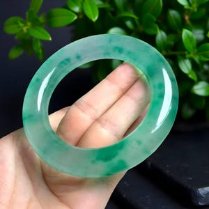 Green!! Ice Floating Flower Jade Bangle|Unisex Jade Gemstone Healing Bangle Bracelet|Quartzite Bangle|Handmade Natural Jade Jewelry|Gift Her