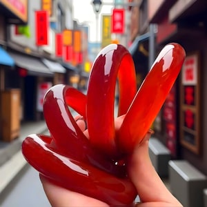 Natural Red Chalcedony Jade Bangle For Women|Handmade Chalcedony Jewelry|Jade Gemstone Bangle Bracelet|Red Jadeite Bangle|Gift For Women&Her