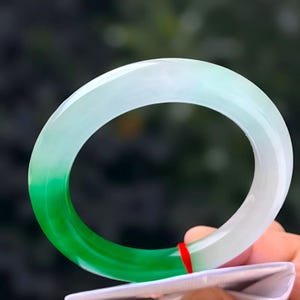 Echter zweifarbiger Jade Edelstein Handgemachter Unisex Armreif|Jade Weißer Jadeit Armreif|Naturheilung Grün Eis Jade Schmuck|Geschenk für Sie
