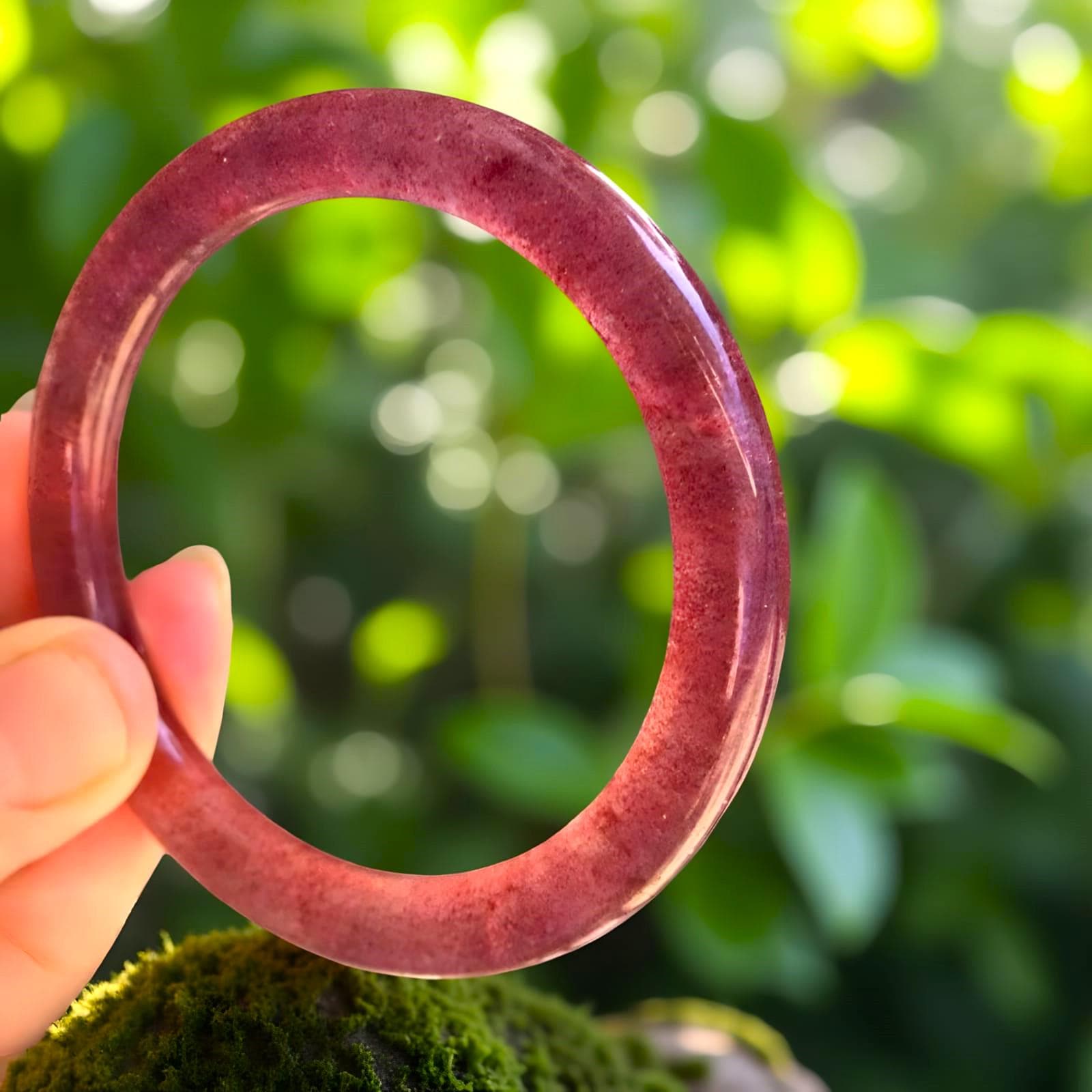 天然ストロベリークォーツバングルブレスレット｜レッドクォーツ