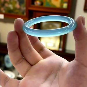 Blue Handmade Agate Bangle|Ice Agate Jade Gemstone Healing Bangle Bracelet|Blue Agate Bangle|Natural Agate Crystal Jade Jewelry|Gift For Her