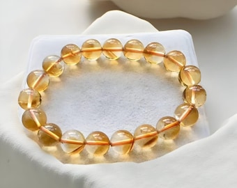 Natural Citrine! Beads Bracelet|Yellow Citrine Handmade Bracelet|Citrine Gemstone Beads Bracelet|Unisex Citrine Crystal Jewelry|Gift For Her