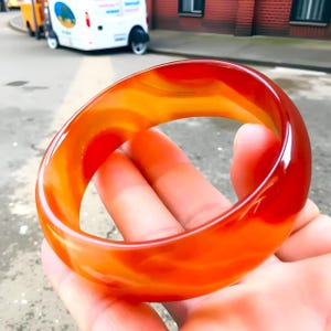 Natural Red Agate Jade Bangle|Red Jade Gemstone Bangle Bracelet For Women|Jadeite Jade Handmade Bangle Jewelry|Crystal Bangle|Gift For Women