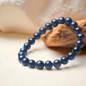 Natural!!! Unisex Blue Sapphire Bead Bracelet|Saphhire Gemstone Bracelet|Handmade Beaded Jewelry|Precious Crystal Bracelet|Gift For Women