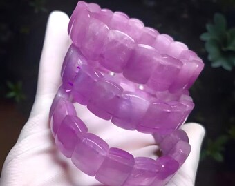 Natural!!! Kunzite Beads Bracelet|Purple Healing Kunzite Gemstone Bracelet|Oval Kunzite Crystal Bracelet|Handmade Kunzite Jewelry|Women Gift