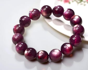 Natural Purple Lepidolite Bead Bracelet|Purple Gemstone Bracelet|Lepidolite Mica Handmade Bead Bracelet|Unisex Crystal Bracelet|Gift For Her