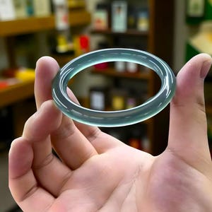 Grey Handmade Agate Bangle|Ice Agate Jade Gemstone Healing Bangle Bracelet|Gray Agate Bangle|Natural Agate Crystal Jade Jewelry|Gift For Her