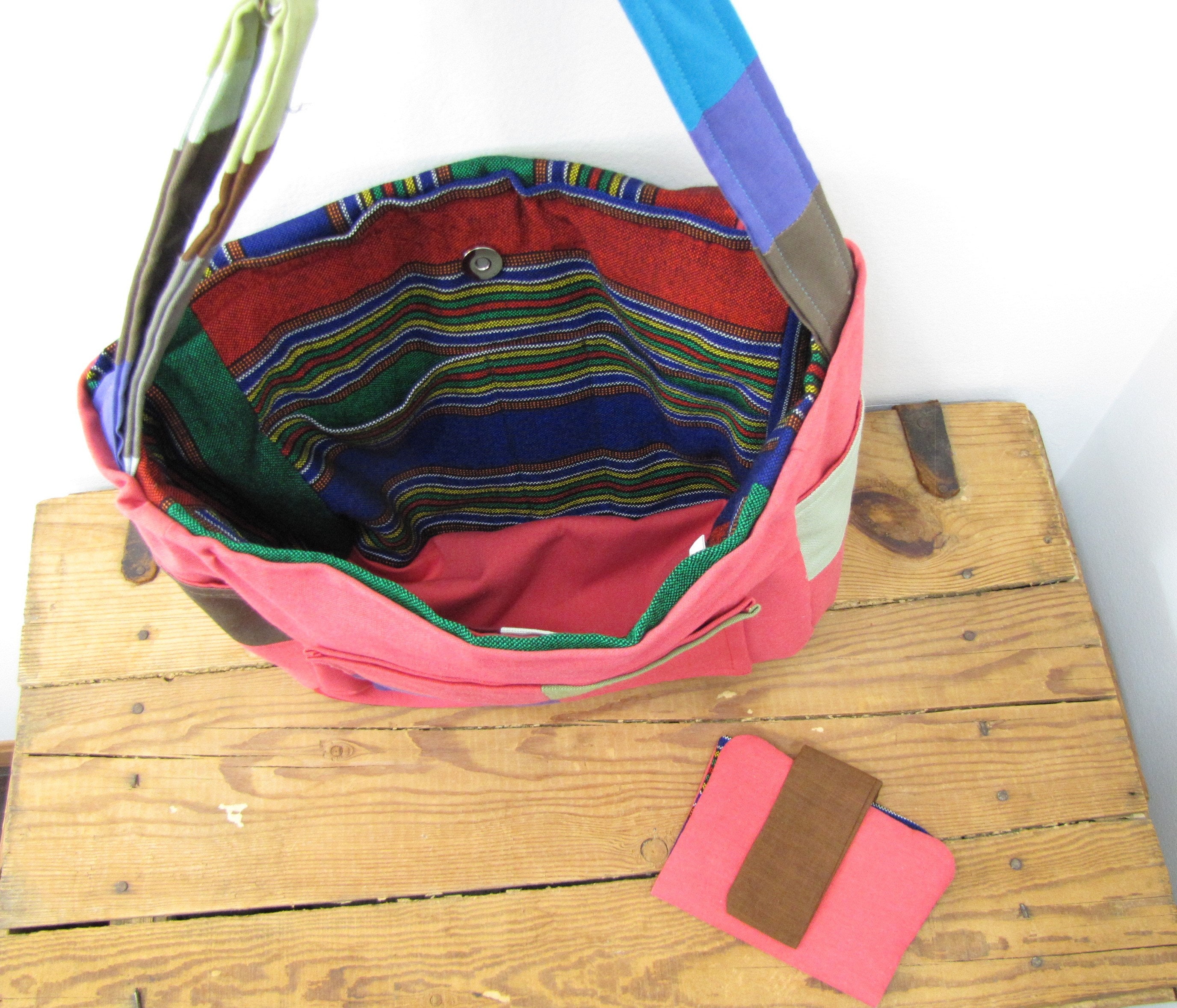 Messenger Bag Dragonfly Boho Hippie Crossbody Red Patchwork Etsy