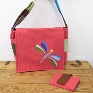 Messenger Bag Dragonfly Boho Hippie Crossbody Red Patchwork