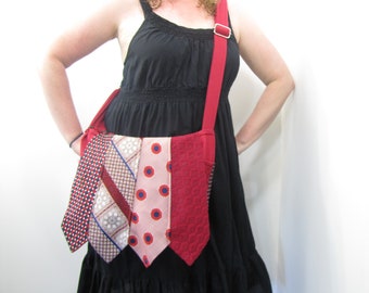 Necktie Messenger Purse Red Ties