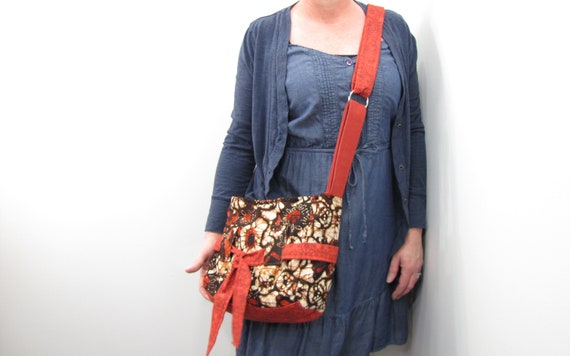 Red Batik Crossbody Sash Bag Etsy Canada