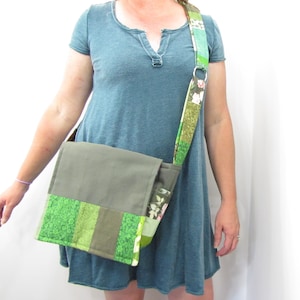 Green Patchwork Messenger Bag