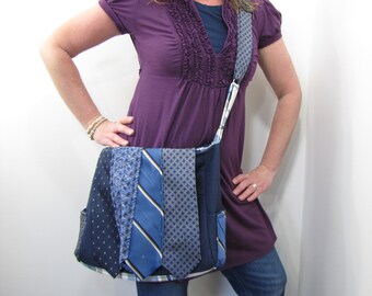 Necktie Messenger Bag Blue School