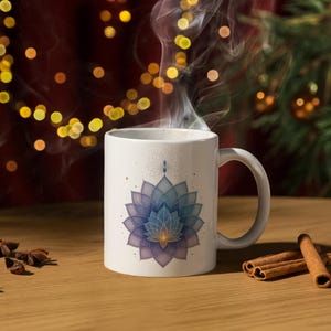 Lotus Chakra Mug – Spiritual Mandala Flower Design | Meditation Yoga Gift | Mindfulness Boho Mug | Energy Healing Cup