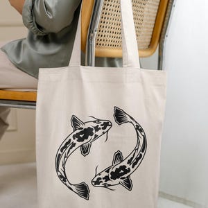 Koi Fish Tote Bag – Aesthetic Japanese-Inspired Canvas Tote