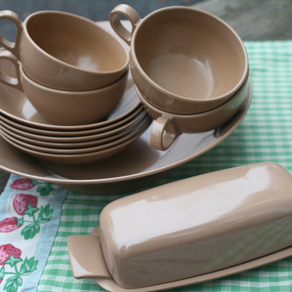 Chocolate Melamine Dishes with Butter Dish