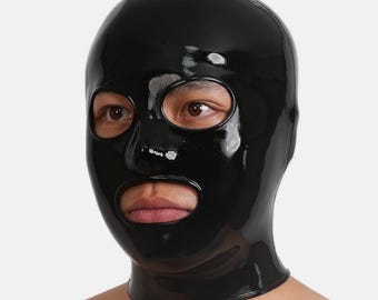 Full Head Hood with Eyes and Mouth Premium Silicone for Cosplay Custom Whole Black Mask