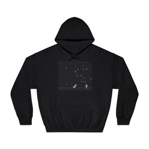 Cosmic Adventure Hooded Sweatshirt - Unisex Black Sweatshirt with Space Themes, Perfect for Gifts, Casual Wear, and Celebrations