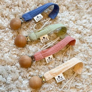 Comforter Pacifier Clip Set Organic Cotton Clip Set Unisex Baby Shower Gift, Eco Friendly Newborn Present, Dummy Holder Comfort Cloth