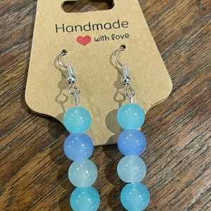 Handmade Blue Tone Beaded Earrings