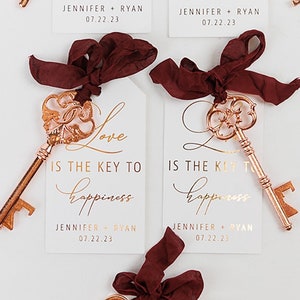 25 Key Bottle Opener Wedding Favor (Rose Gold), Key Bottle Openers, Key Wedding Favors, Custom Tags