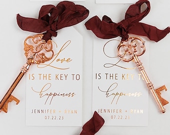 25 Key Bottle Opener Wedding Favor (Rose Gold), Key Bottle Openers, Key Wedding Favors, Custom Tags