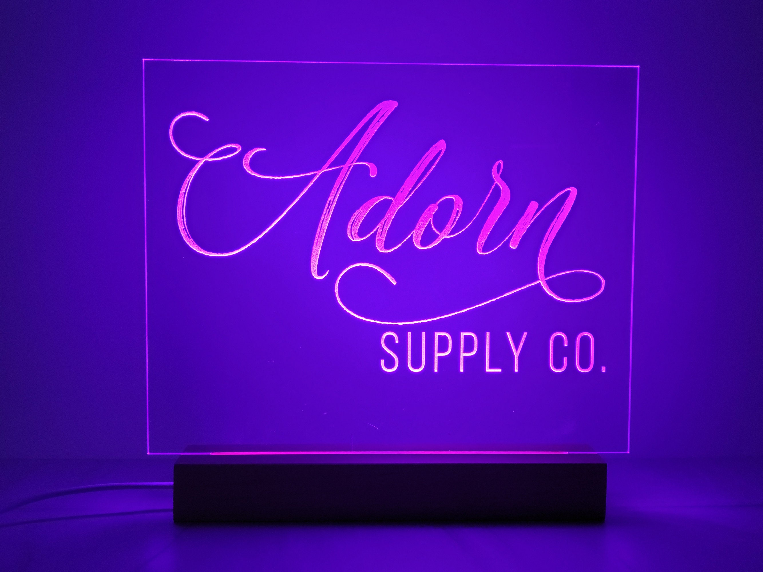 Large Wood LED Light Base With Blank Acrylic Insert 185mm DIY Etsy