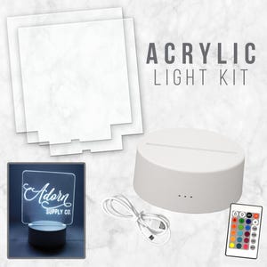 DIY Acrylic Sign Kit with LED Light Base and Blank Inserts