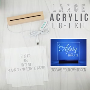 DIY Acrylic Sign Light Kit with RGB LED Base, Blank Insert Options