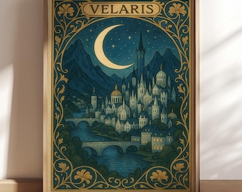 Velaris ACOTAR Art Nouveau Poster: City of Starlight Print (Digital Download)