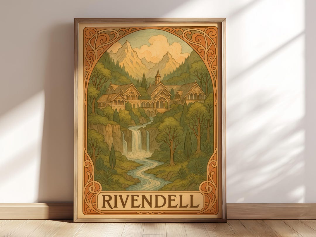 Rivendell Art Nouveau Poster Print, Lord of the Rings Wall Art, Elven ...
