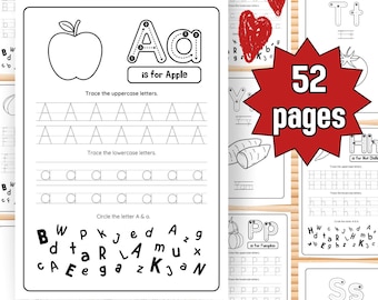 Alphabet Tracing Worksheets for Kids | ABC Writing Practice | 26 Printable Pages | Fruit & Vegetable Theme | Preschool Kindergarten Learning