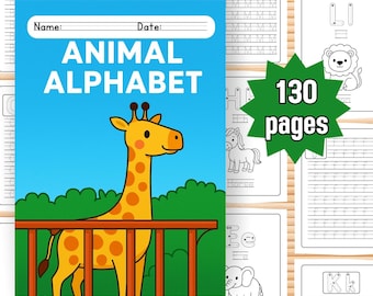 Animal Alphabet Tracing and Coloring Book | A-Z Worksheets for Kids | Handwriting Practice & Fun Coloring Pages