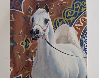 Arabian Horse Grey Arabian Signed and Numbered Giclee WH Justice