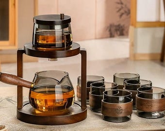 エンボス加工された孫悟空ガラス製自動茶器 | ガラス製カンフー茶器 