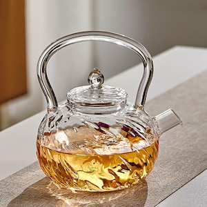 Glass teapot | high temperature resistant glass teapot | large capacity teapot with handle|glass kettle|tea infuser |tea set for tea party